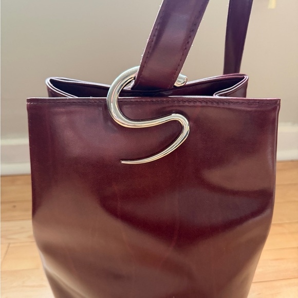 Burgundy Shoulder Bag with Silver Accent - Picture 2 of 8